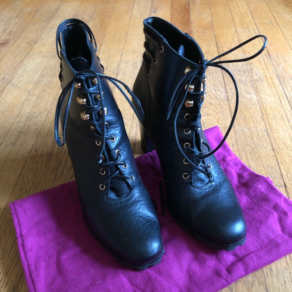 Diane von Furstenberg Leather Lace-up Bootie